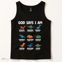 God Says I Am Dinosaur Lover Christian Tank Top thumb 2