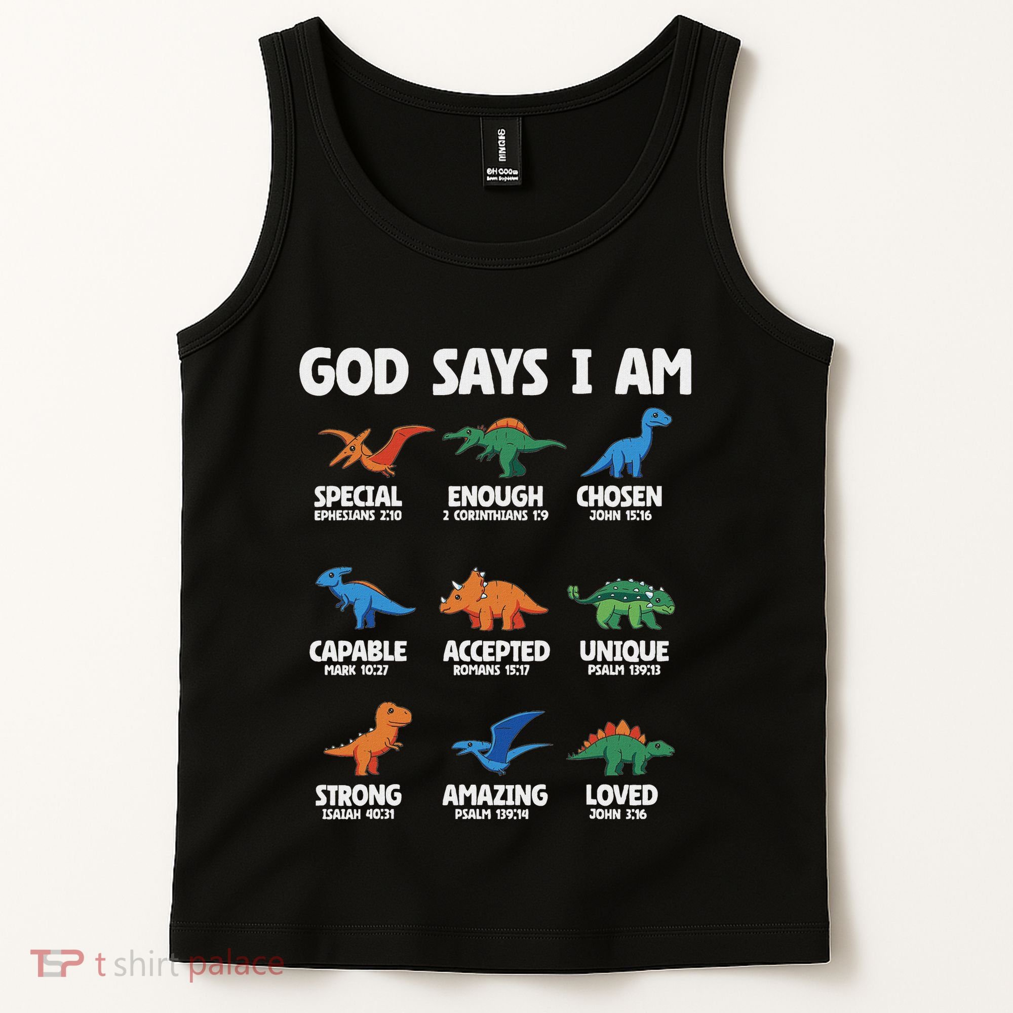 God Says I Am Dinosaur Lover Christian Tank Top