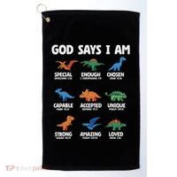 God Says I Am Dinosaur Lover Christian Golf Towel thumb 0