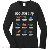 God Says I Am Dinosaur Lover Christian Women's Long Sleeve Shirt thumb 0