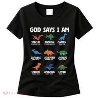 God Says I Am Dinosaur Lover Christian Women's T-Shirt thumb 0