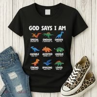 God Says I Am Dinosaur Lover Christian Women's T-Shirt thumb 3