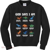God Says I Am Dinosaur Lover Christian Kids Sweatshirt thumb 0