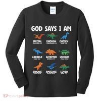 God Says I Am Dinosaur Lover Christian Kids Long Sleeve Shirt thumb 0
