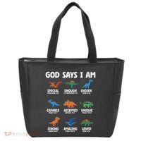 God Says I Am Dinosaur Lover Christian Tote Bag thumb 0