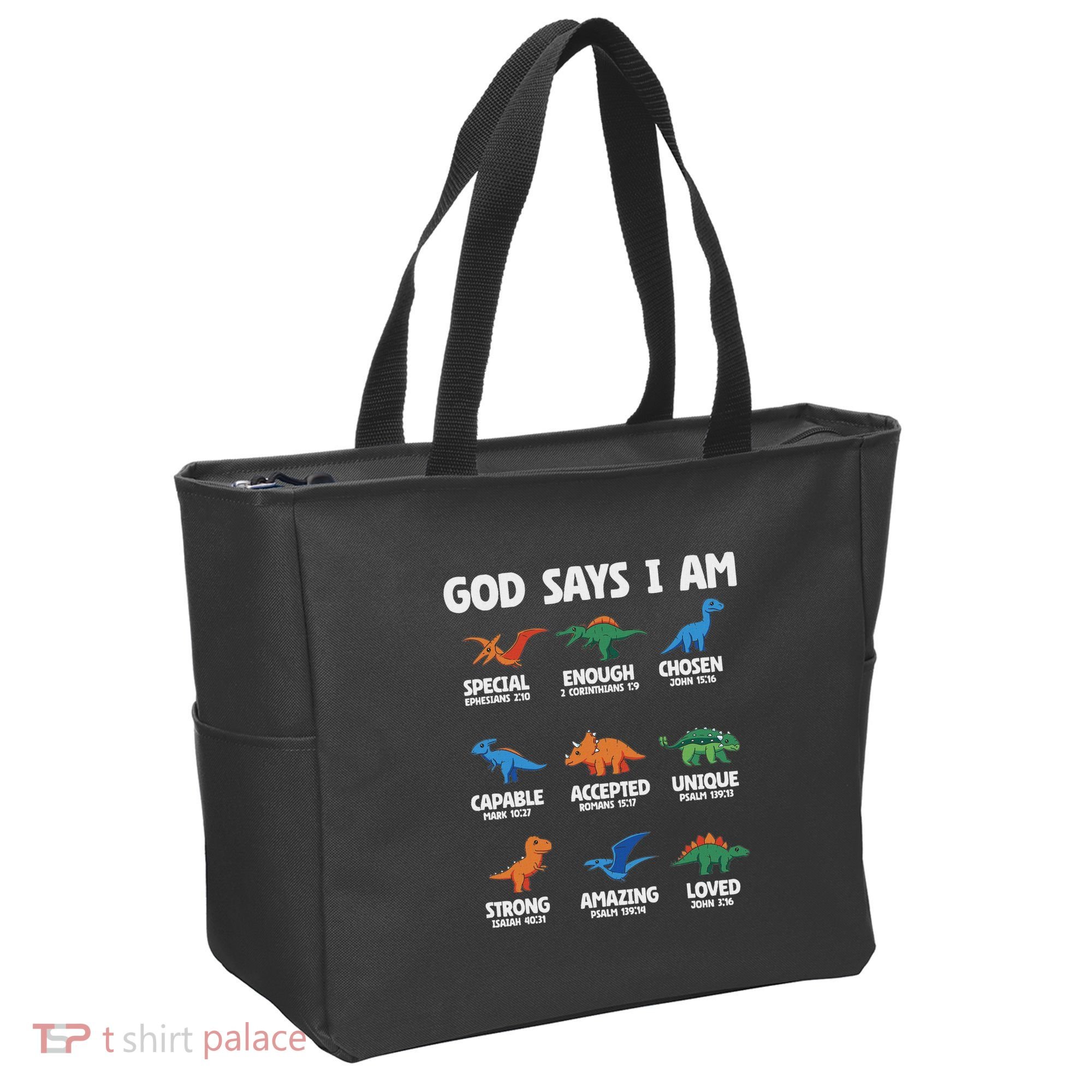 God Says I Am Dinosaur Lover Christian Tote Bag