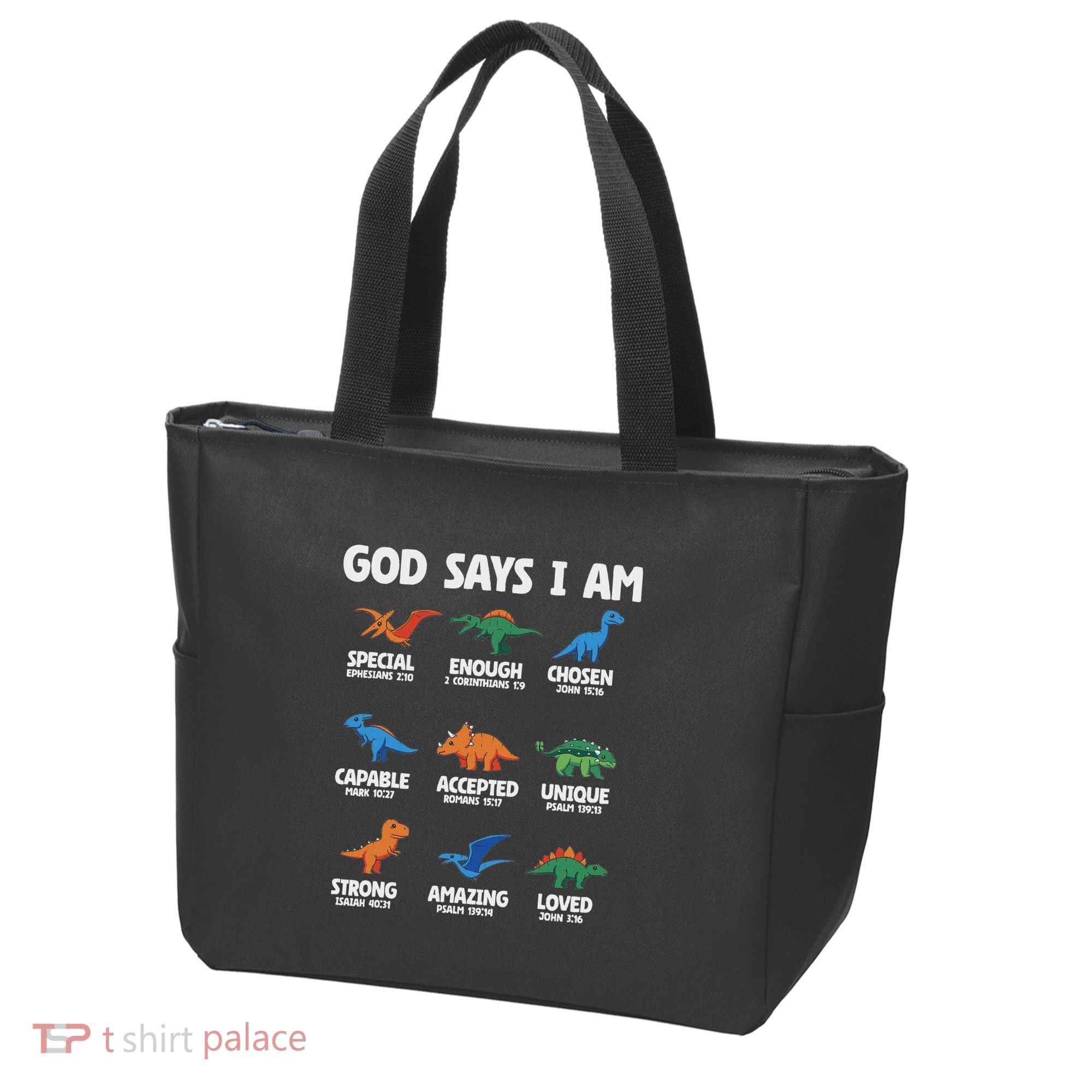 God Says I Am Dinosaur Lover Christian Tote Bag