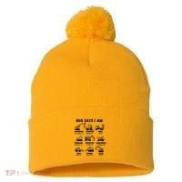 God Says I Am... Construction Trucks Bible Verses Pom Pom 12in Knit Beanie thumb 0