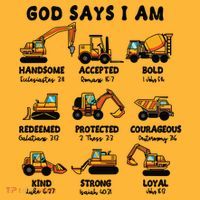 God Says I Am... Construction Trucks Bible Verses Pom Pom 12in Knit Beanie thumb 2