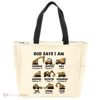 God Says I Am... Construction Trucks Bible Verses Tote Bag thumb 0