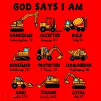 God Says I Am... Construction Trucks Bible Verses Santa Hat thumb 1