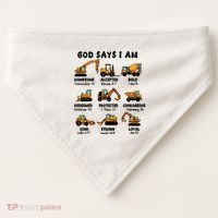 God Says I Am... Construction Trucks Bible Verses USA-Made Doggie Bandana thumb 0
