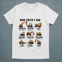 God Says I Am... Construction Trucks Bible Verses T-Shirt thumb 5