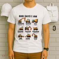 God Says I Am... Construction Trucks Bible Verses T-Shirt thumb 6