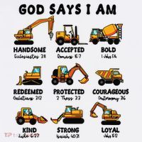 God Says I Am... Construction Trucks Bible Verses T-Shirt thumb 7