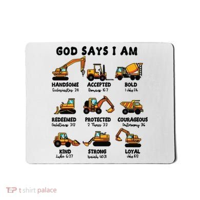 God Says I Am... Construction Trucks Bible Verses Mousepad