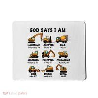 God Says I Am... Construction Trucks Bible Verses Mousepad thumb 0