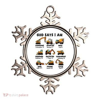 God Says I Am... Construction Trucks Bible Verses Ornament