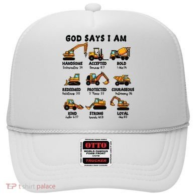 God Says I Am... Construction Trucks Bible Verses Hat