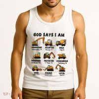 God Says I Am... Construction Trucks Bible Verses Tank Top thumb 3