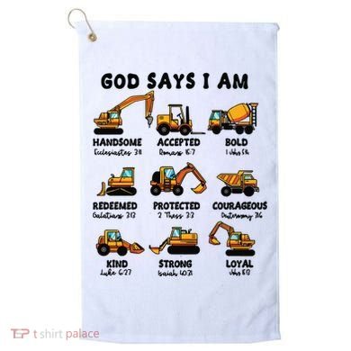 God Says I Am... Construction Trucks Bible Verses Golf Towel