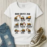 God Says I Am... Construction Trucks Bible Verses Women's T-Shirt thumb 3