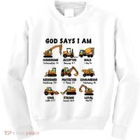 God Says I Am... Construction Trucks Bible Verses Kids Sweatshirt thumb 0