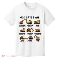God Says I Am... Construction Trucks Bible Verses Kids T-Shirt thumb 0