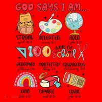 God Says I Am 100 Days Of School Santa Hat thumb 1