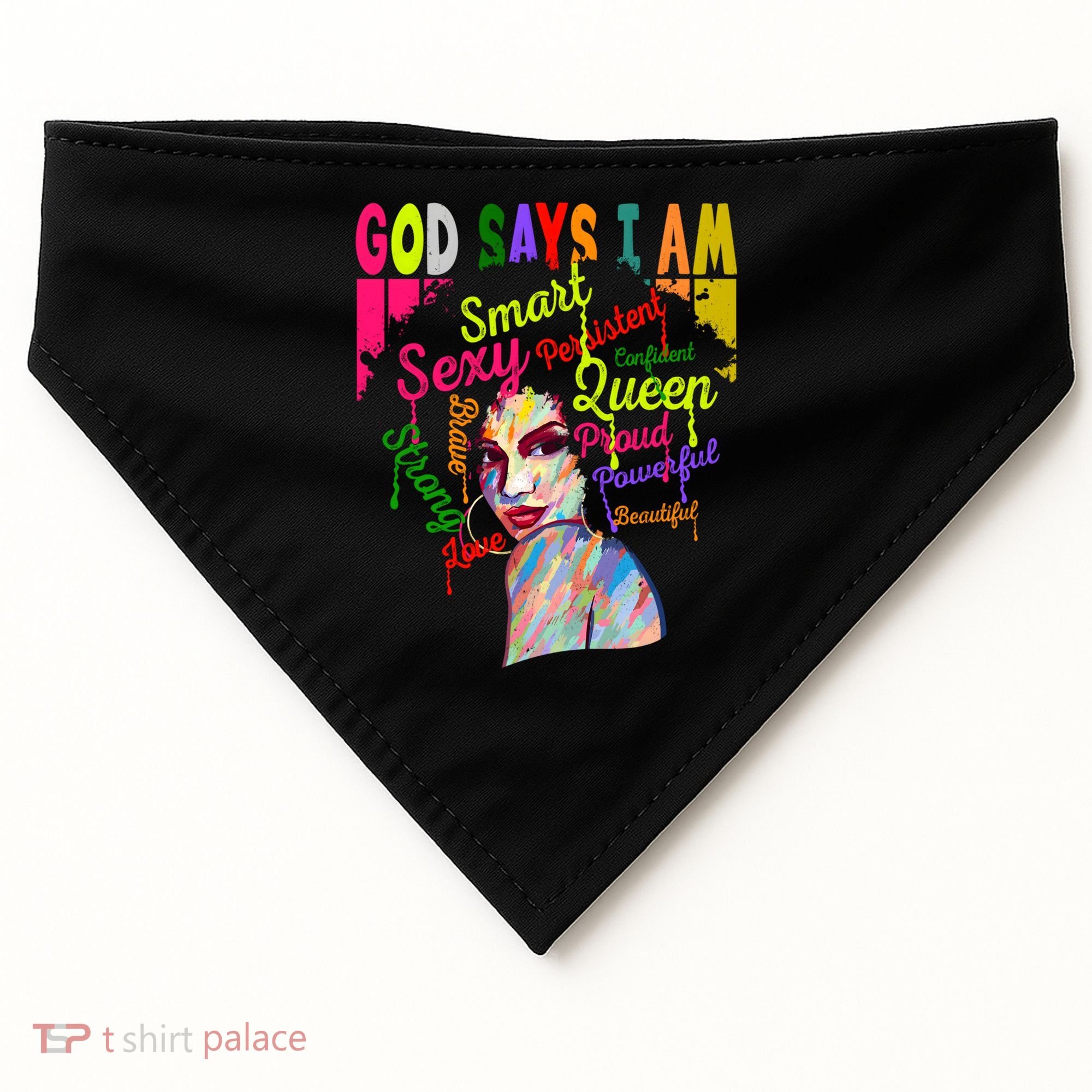 God Says I Am Juneteenth Black Black History Month Blm Funny Gift USA-Made Doggie Bandana