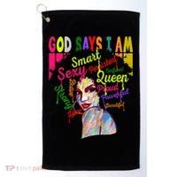 God Says I Am Juneteenth Black Black History Month Blm Funny Gift Golf Towel thumb 0