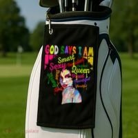 God Says I Am Juneteenth Black Black History Month Blm Funny Gift Golf Towel thumb 2
