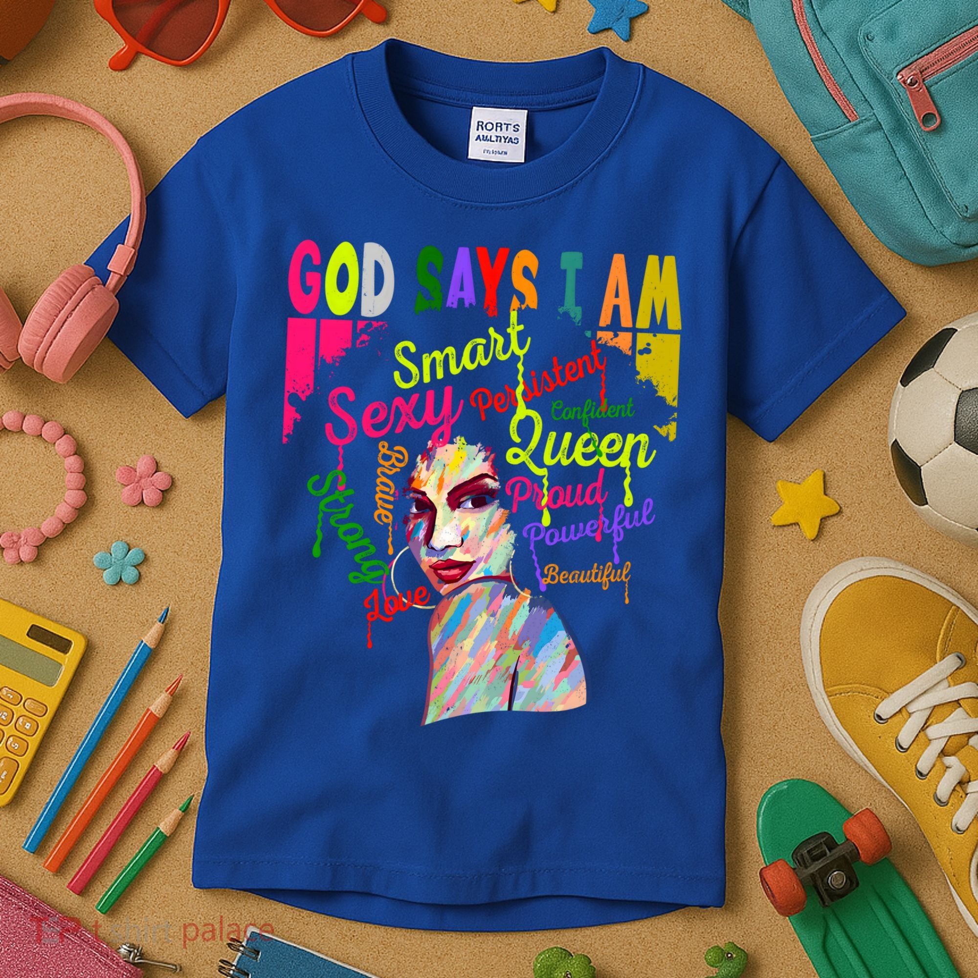 God Says I Am Juneteenth Black Black History Month Blm Funny Gift Kids T-Shirt