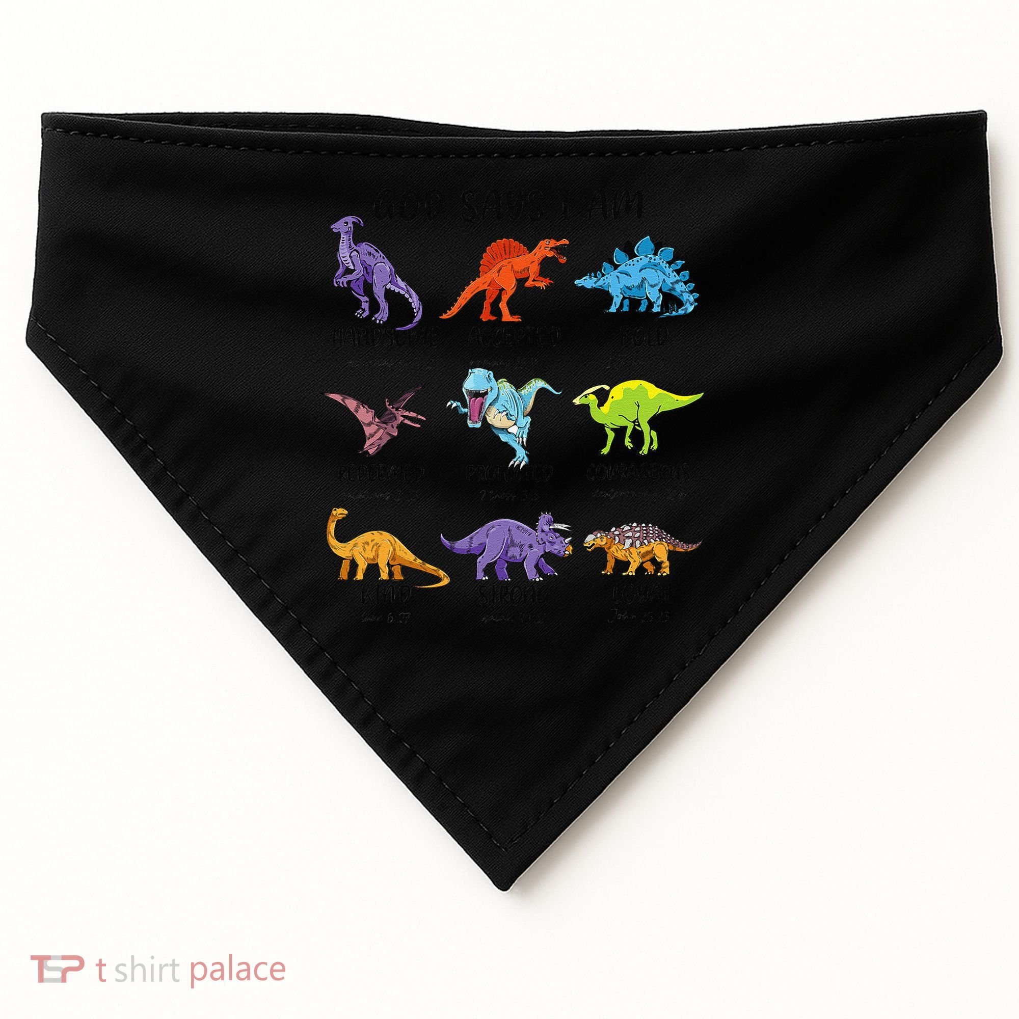 God Says I Am Funny Dinosaur Bible Verse Christian USA-Made Doggie Bandana