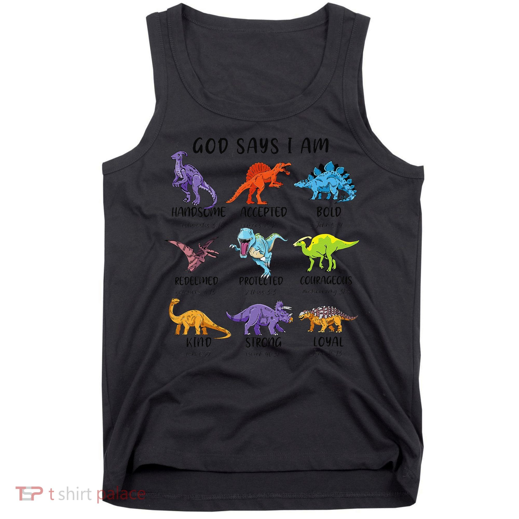 God Says I Am Funny Dinosaur Bible Verse Christian Tank Top
