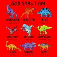 God Says I Am Funny Dinosaur Bible Verse Christian Santa Hat thumb 1