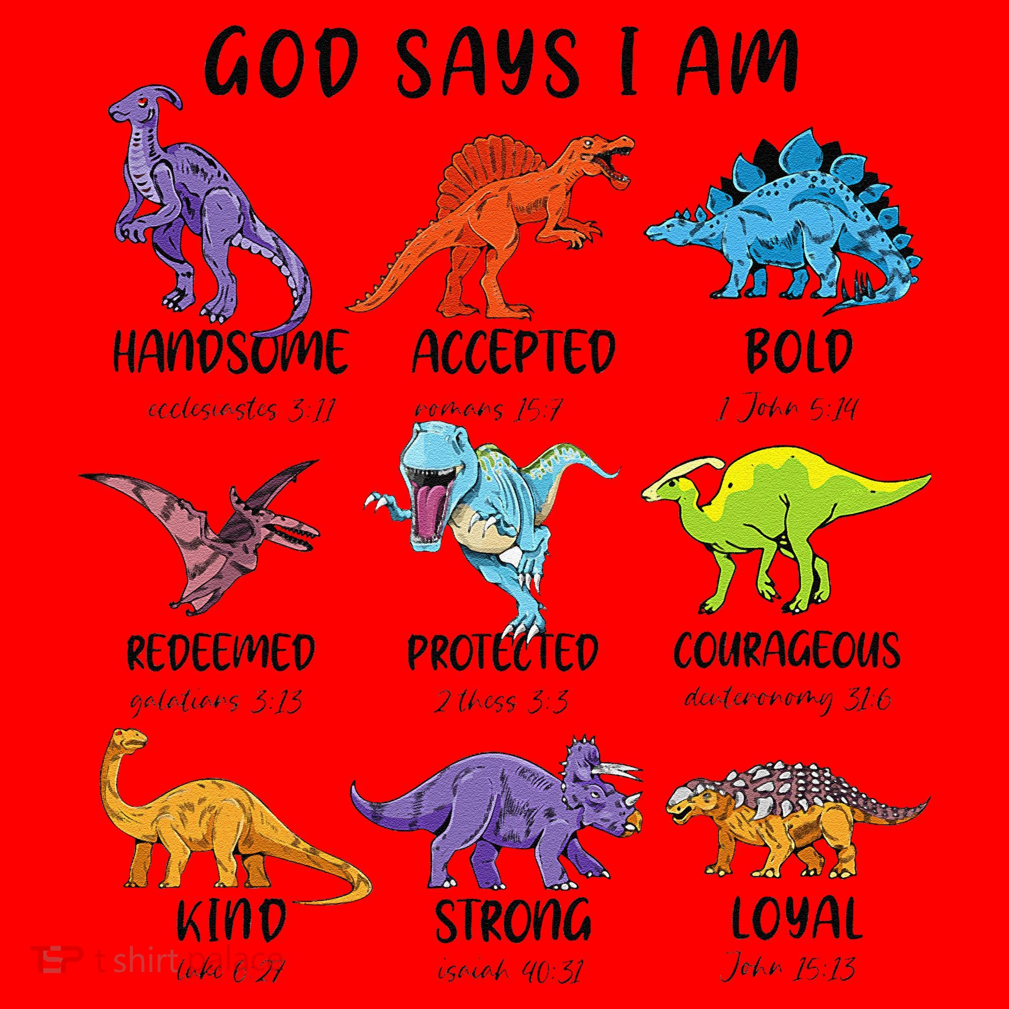 God Says I Am Funny Dinosaur Bible Verse Christian Santa Hat