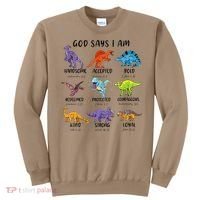 God Says I Am Funny Dinosaur Bible Verse Christian Sweatshirt thumb 0