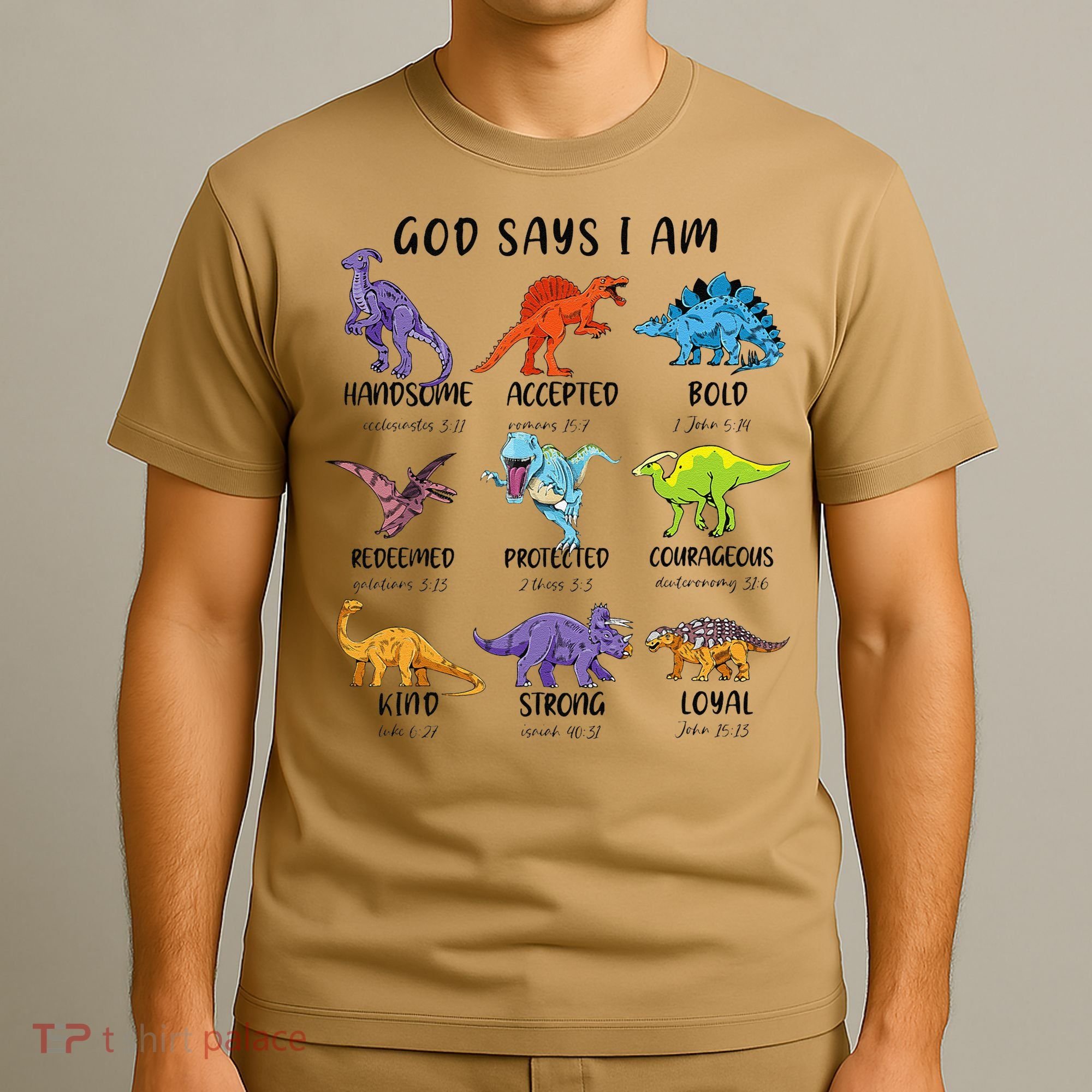God Says I Am Funny Dinosaur Bible Verse Christian T-Shirt