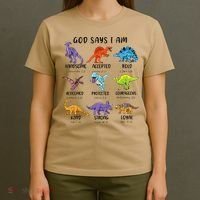 God Says I Am Funny Dinosaur Bible Verse Christian T-Shirt thumb 4