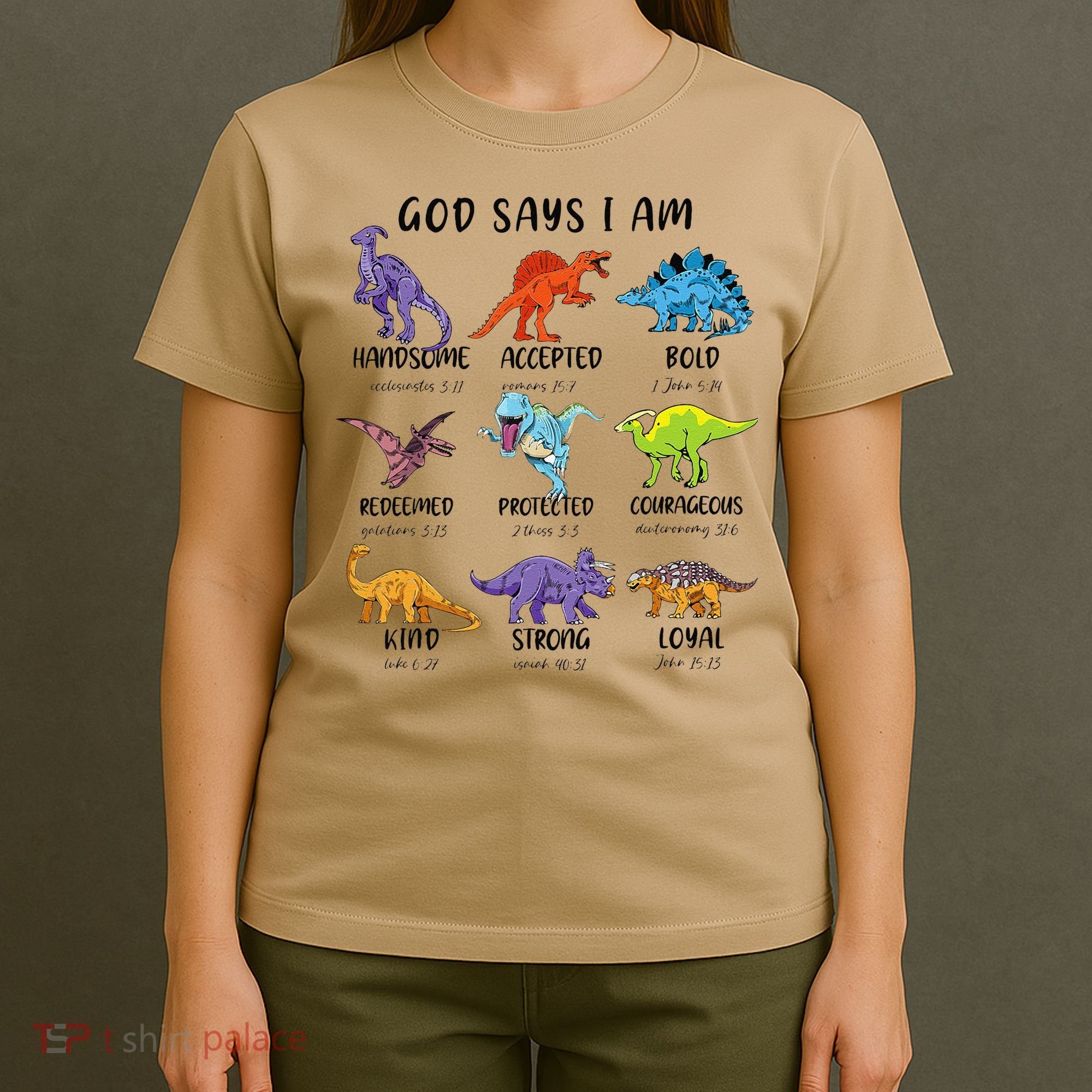 God Says I Am Funny Dinosaur Bible Verse Christian T-Shirt