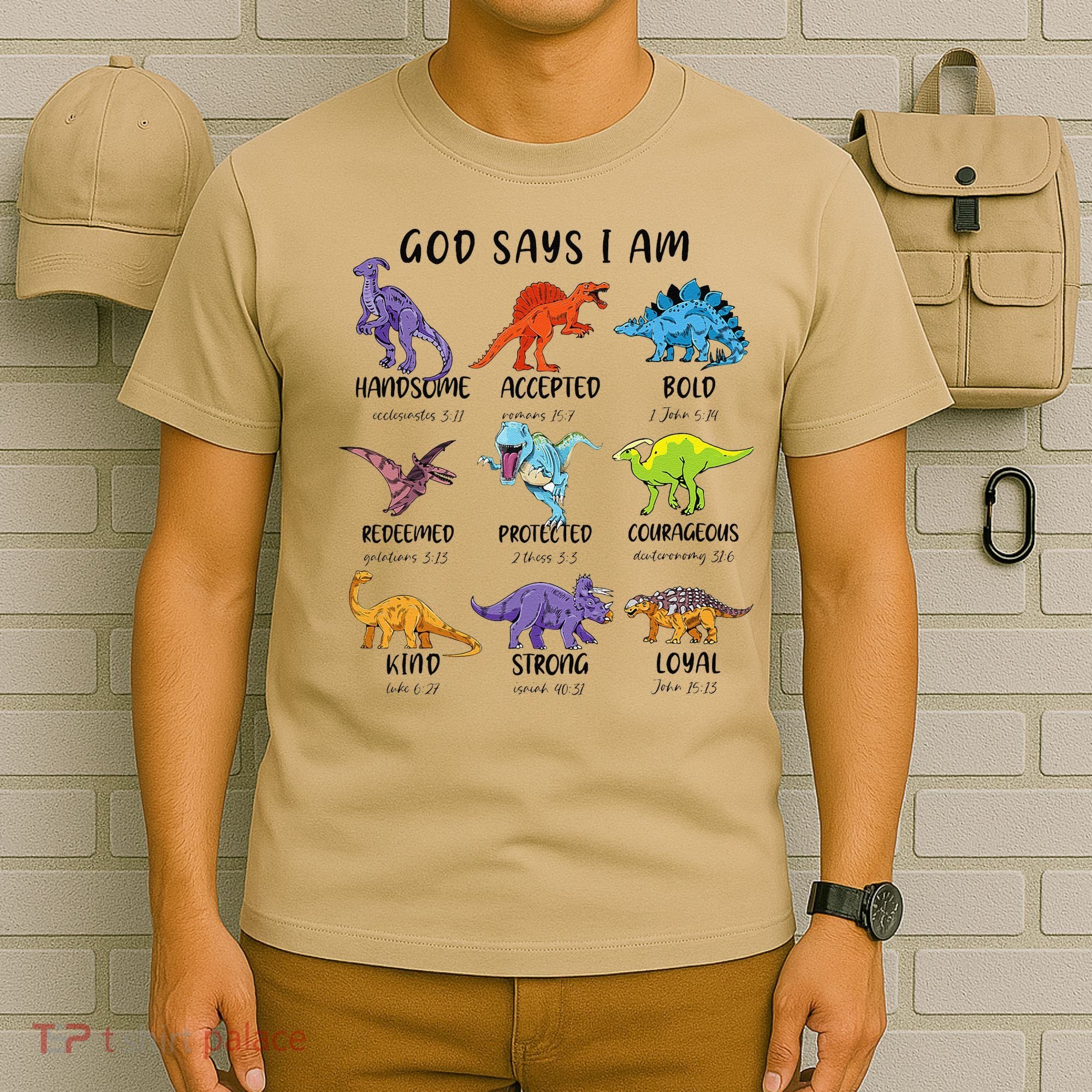 God Says I Am Funny Dinosaur Bible Verse Christian T-Shirt