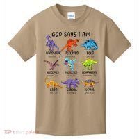 God Says I Am Funny Dinosaur Bible Verse Christian Kids T-Shirt thumb 0