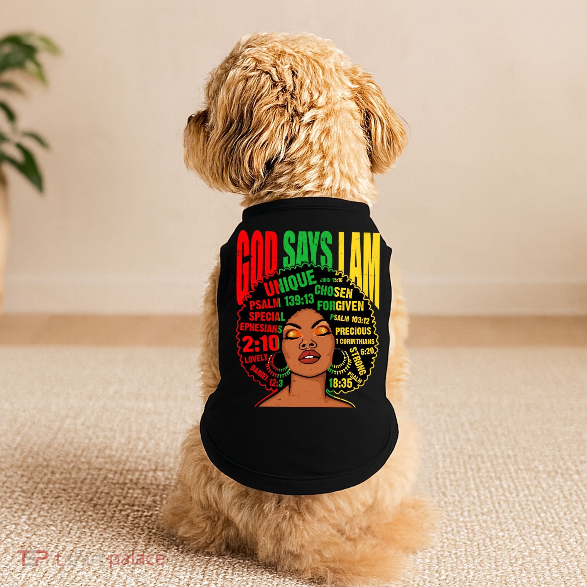 God Says I Am Melanin Black Black History Juneteenth Gift Doggie Tank