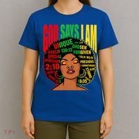 God Says I Am Melanin Black Black History Juneteenth Gift T-Shirt thumb 4