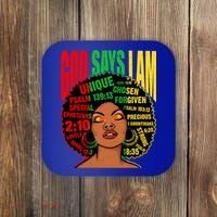 God Says I Am Melanin Black Black History Juneteenth Gift Coaster thumb 0