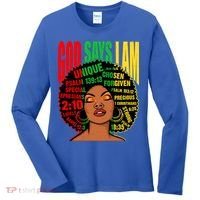 God Says I Am Melanin Black Black History Juneteenth Gift Women's Long Sleeve Shirt thumb 0