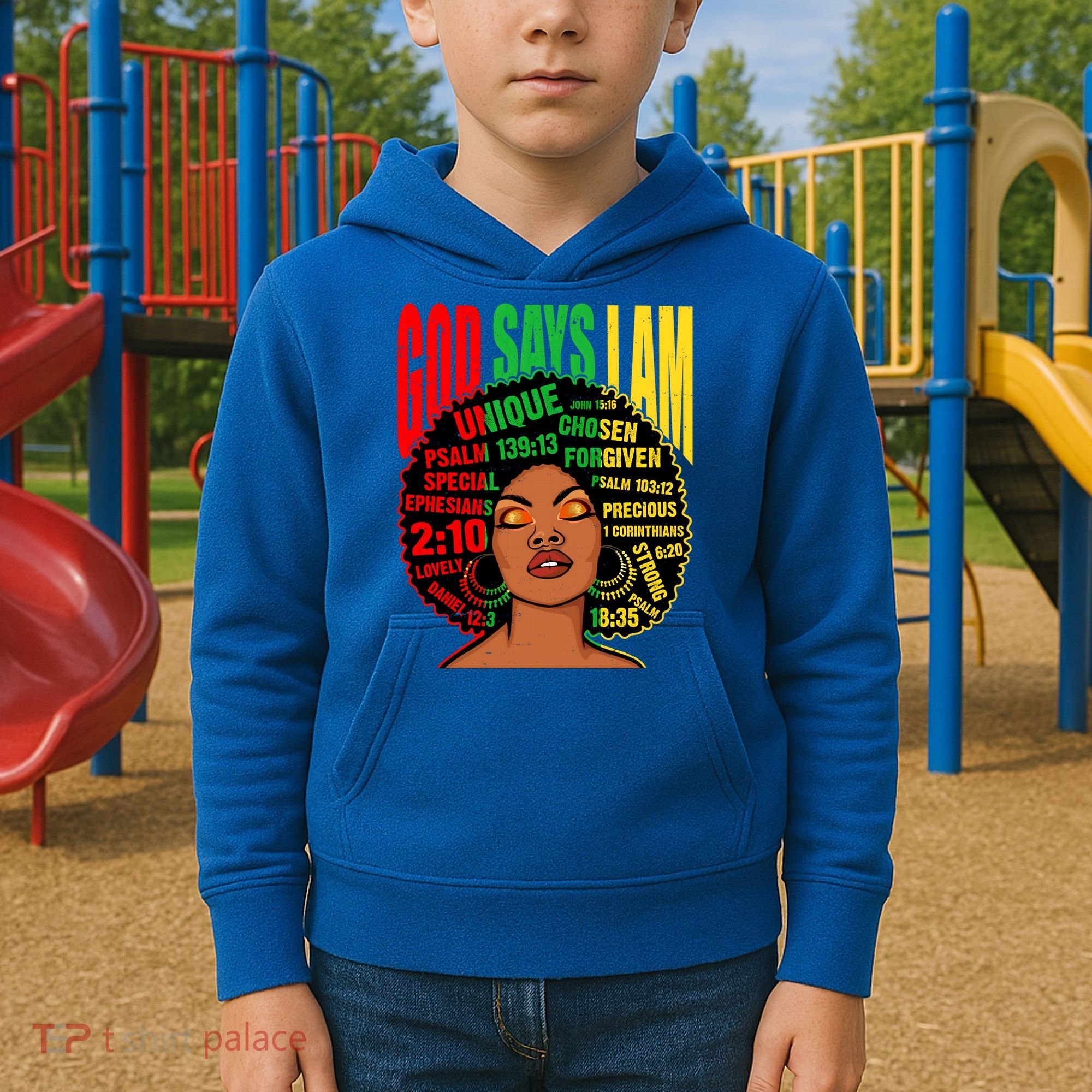 God Says I Am Melanin Black Black History Juneteenth Gift Kids Hoodie