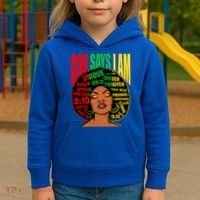 God Says I Am Melanin Black Black History Juneteenth Gift Kids Hoodie thumb 3