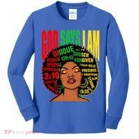 God Says I Am Melanin Black Black History Juneteenth Gift Kids Long Sleeve Shirt thumb 0